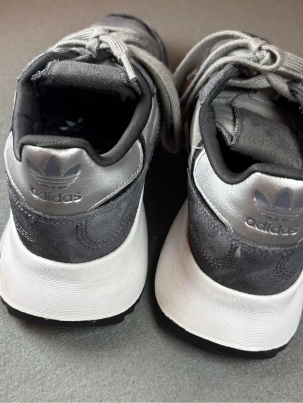 adidas Gray and Black Retro Running Sneakers